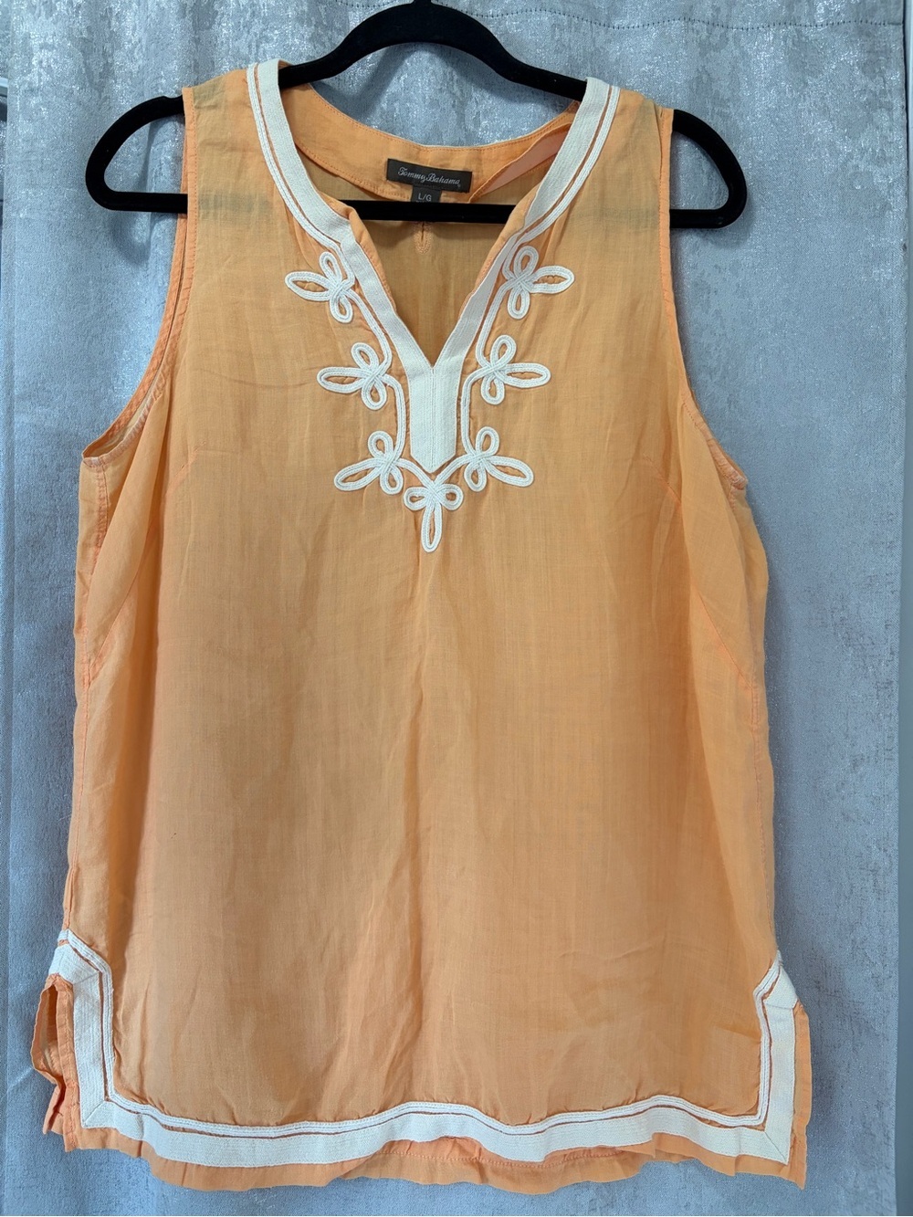 Tommy Bahama Peach Sleeveless Embroidered Tunic LARGE